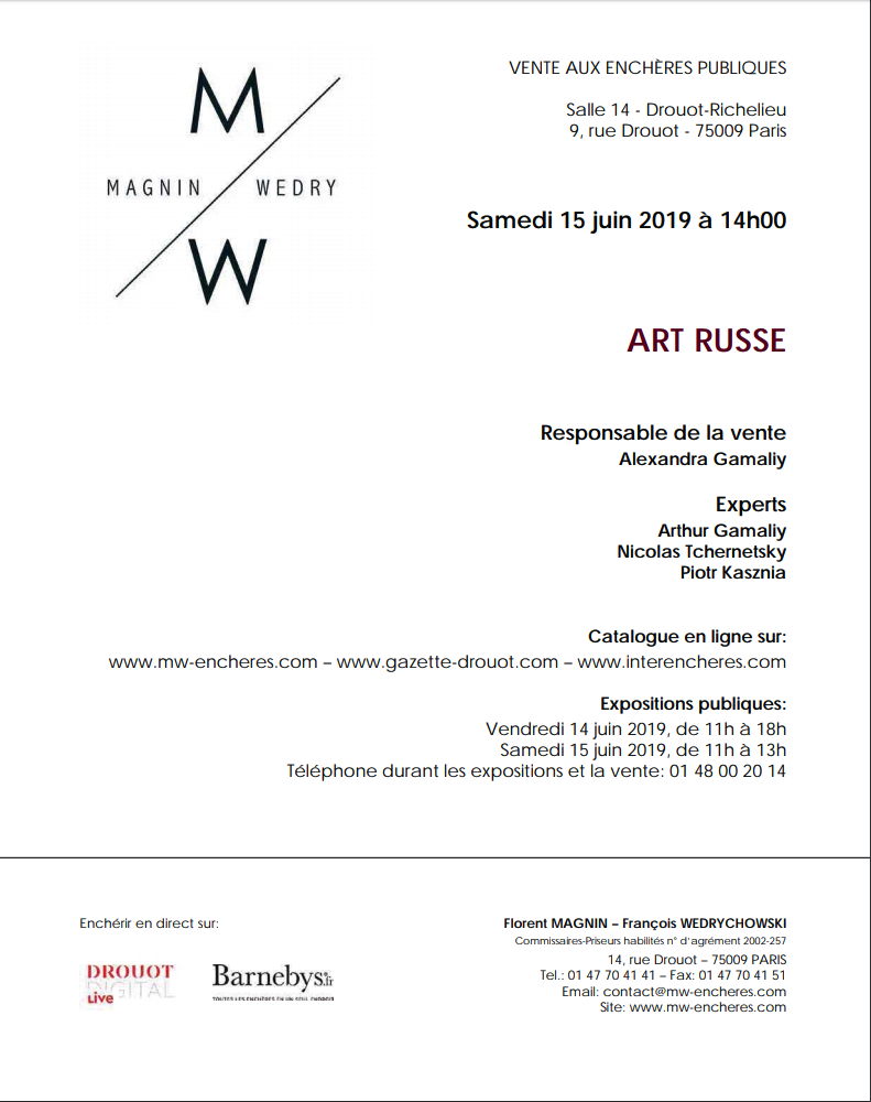 Sommaire Catalogue. Drouot. Vente Art Russe. 2019-06-15